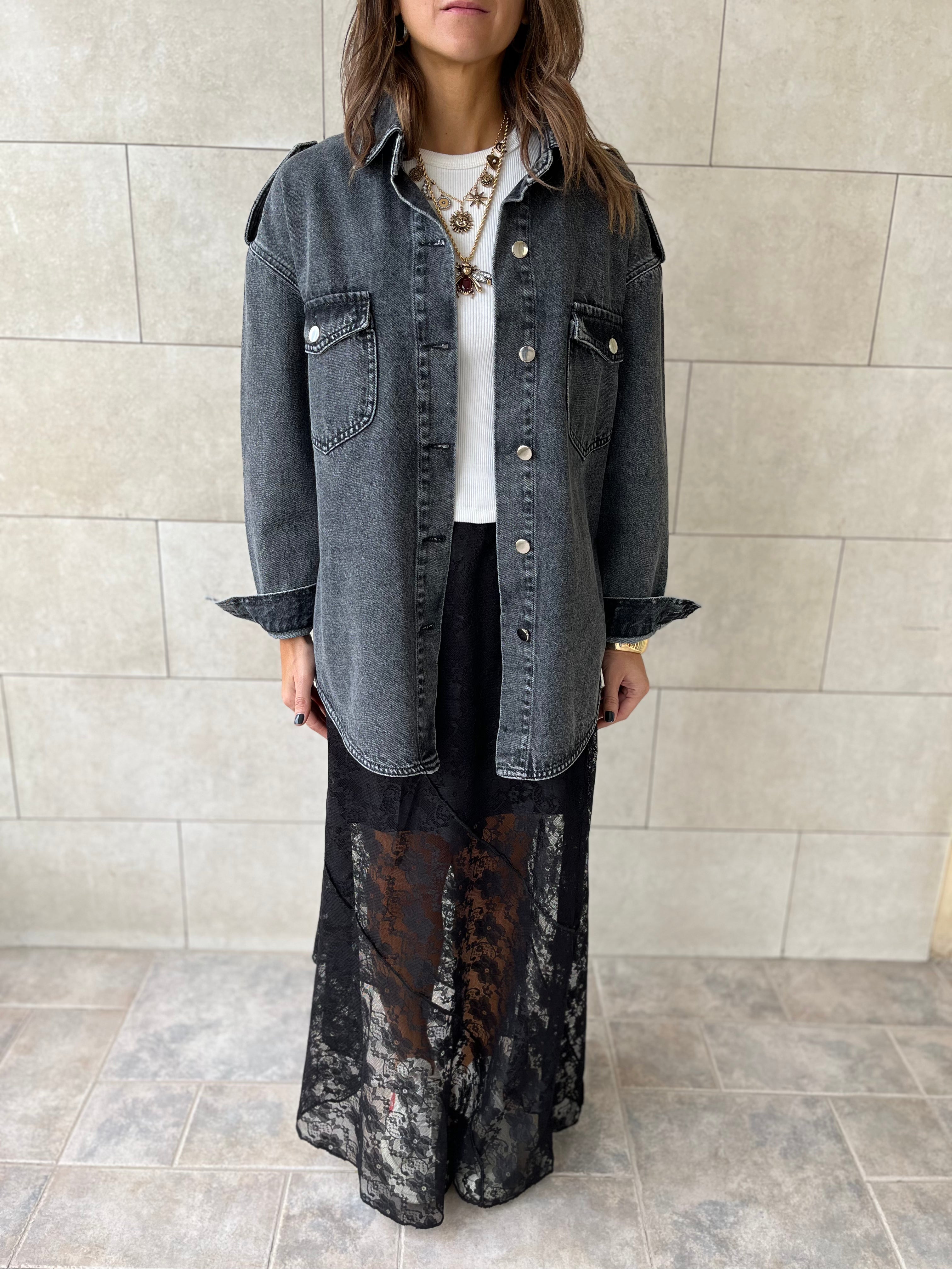 Grey Denim Utility Shirt