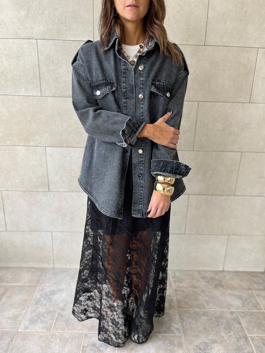 Grey Denim Utility Shirt