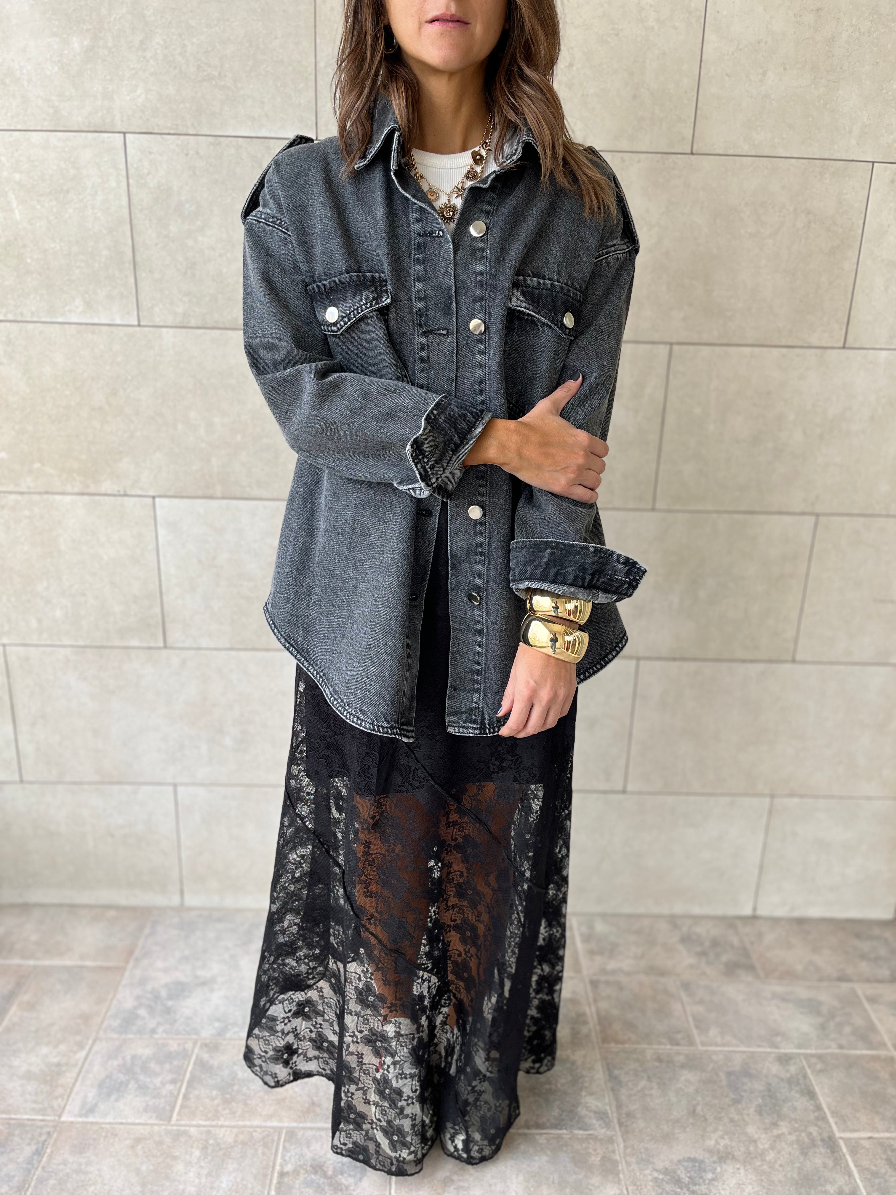 Grey Denim Utility Shirt