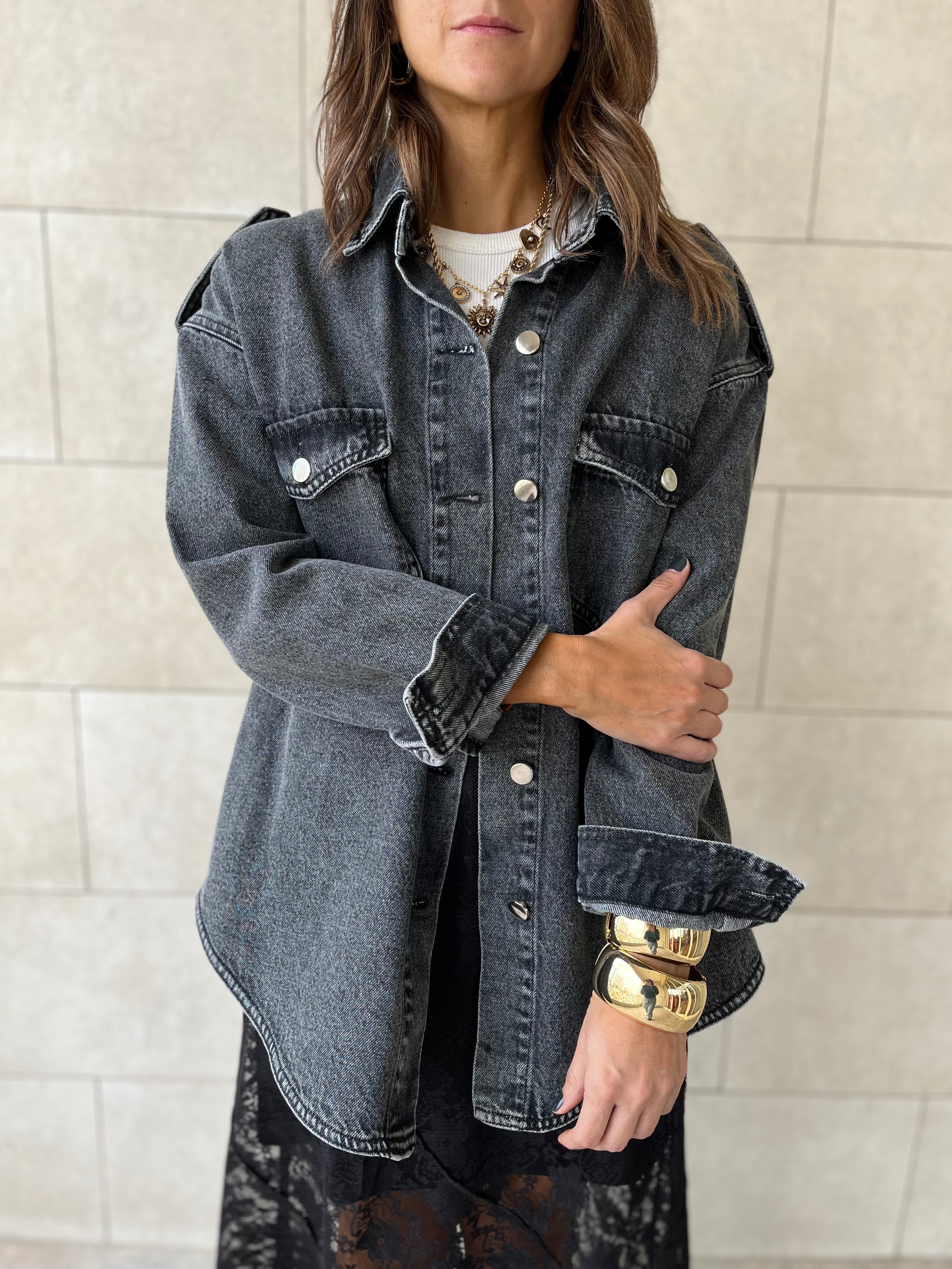 Grey Denim Utility Shirt