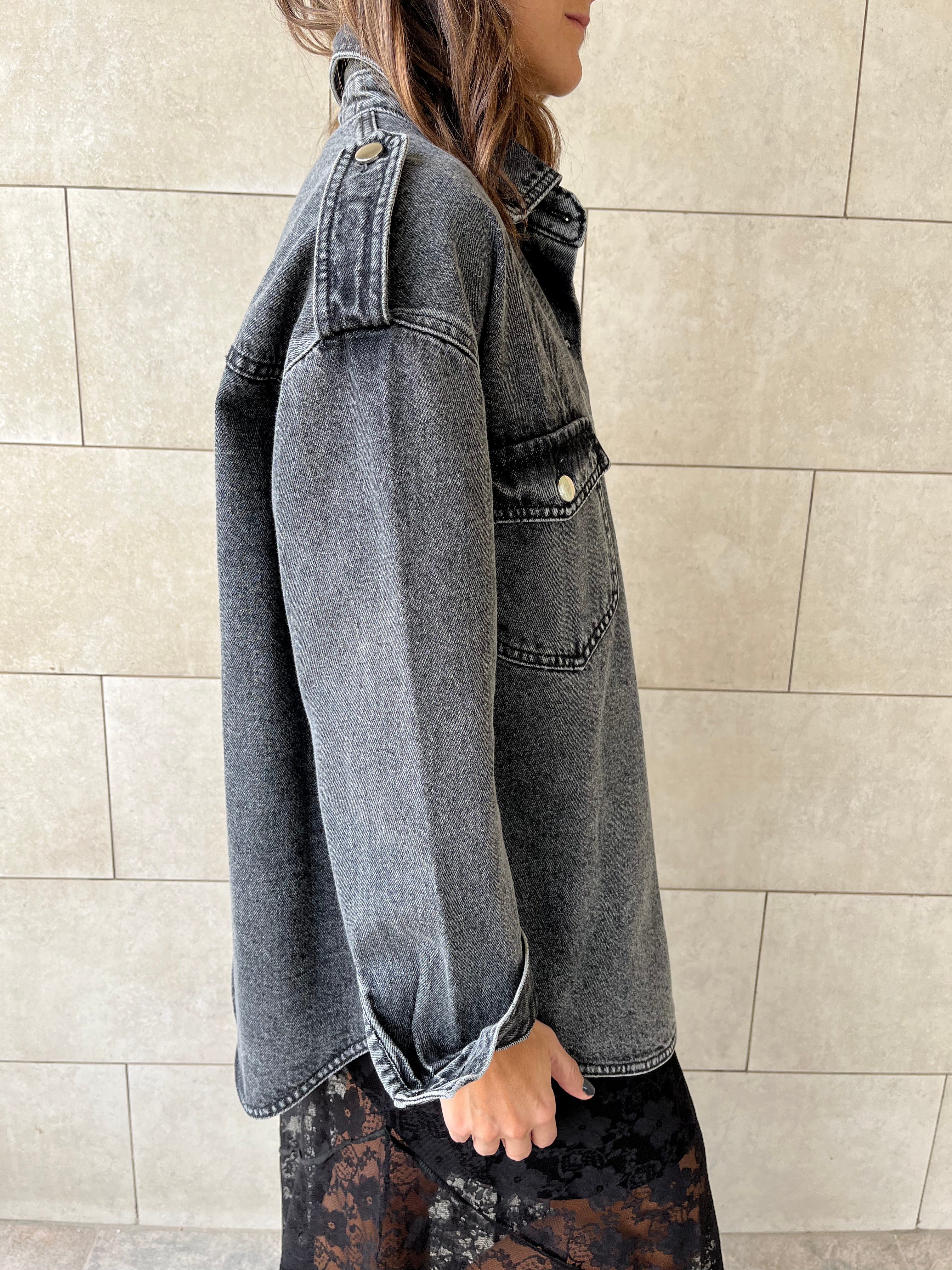 Grey Denim Utility Shirt