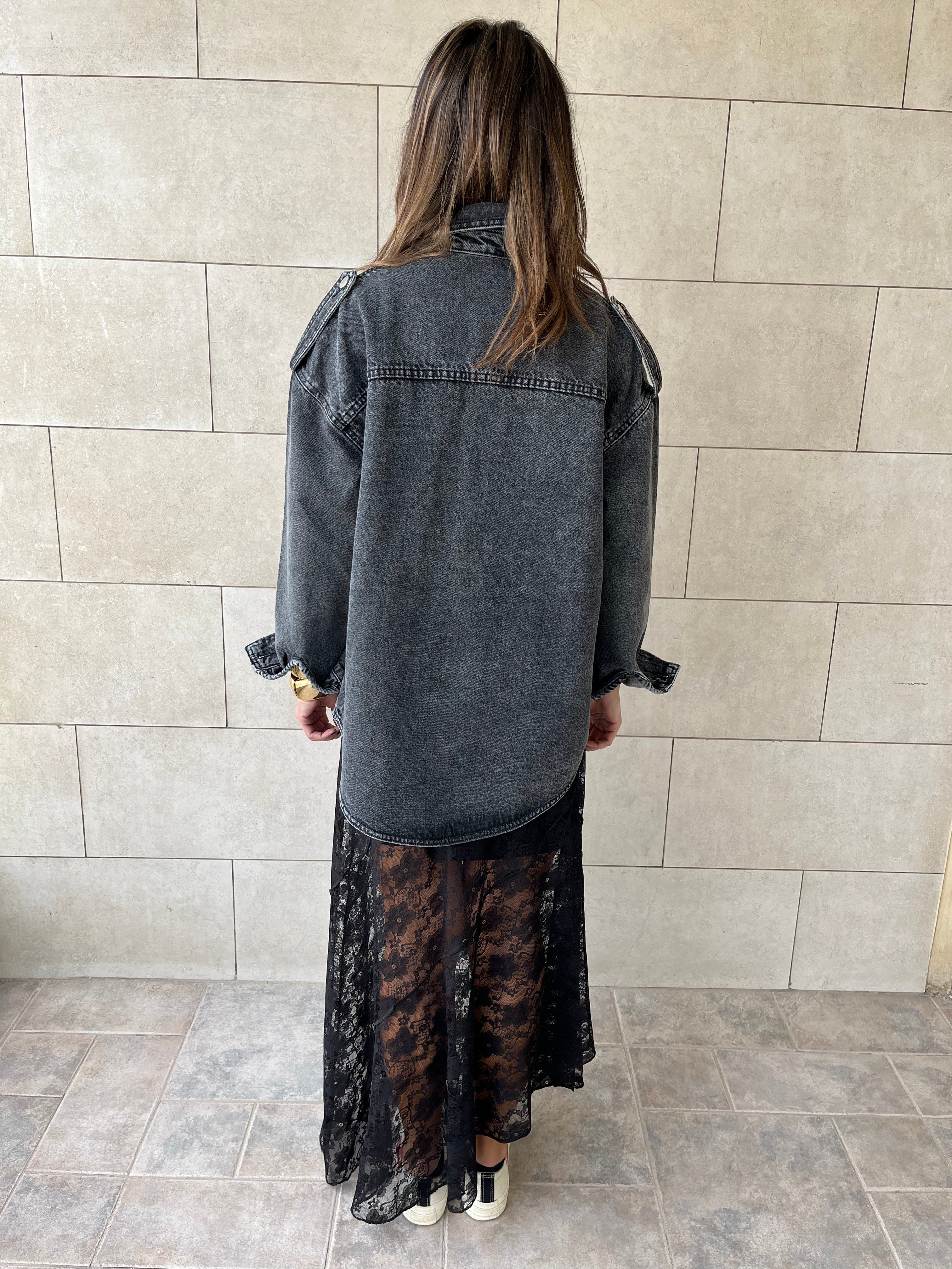 Grey Denim Utility Shirt