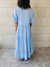 Baby Blue Cake Tiered Short Sleeve Dress