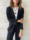 Black V Buttons Knit Set