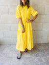 Yellow Cake Tiered Short Sleeve Dress