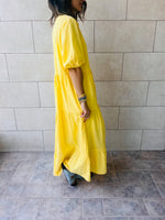 Yellow Cake Tiered Short Sleeve Dress