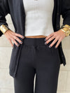 Black V Buttons Knit Set