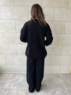 Black V Buttons Knit Set