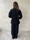 Black V Buttons Knit Set