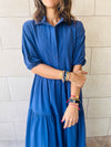 Blue Cake Tiered Short Sleeve Dress