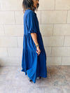 Blue Cake Tiered Short Sleeve Dress