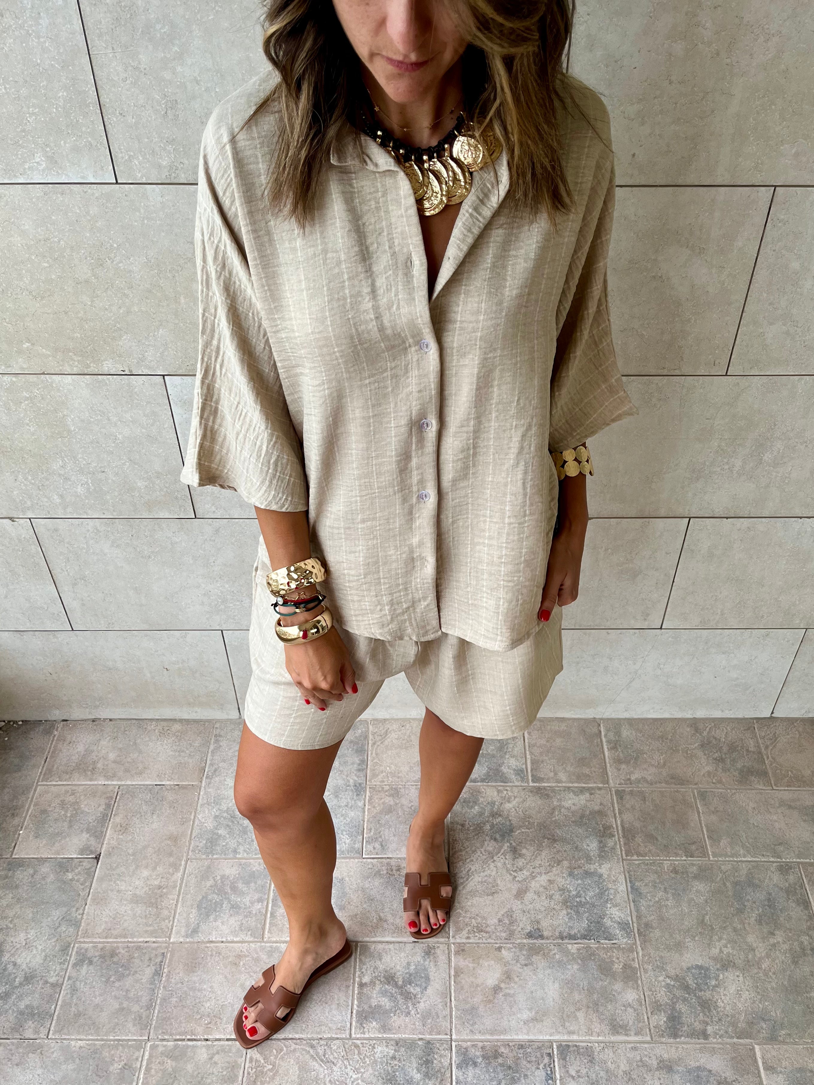 Beige Striped Everyday Shirt