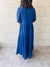 Blue Cake Tiered Short Sleeve Dress