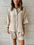 Beige Striped Everyday Shorts