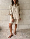 Beige Striped Everyday Shorts