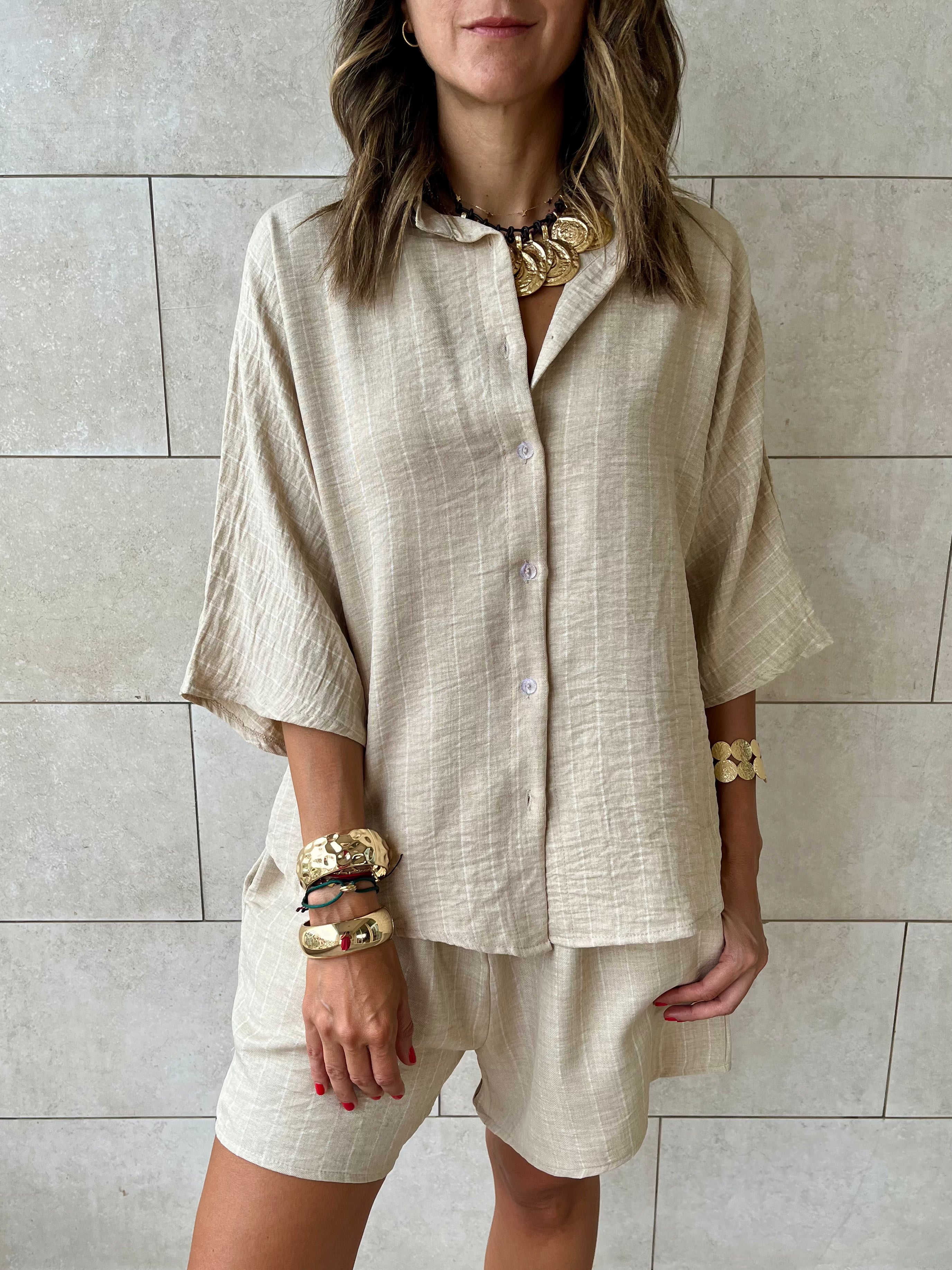 Beige Striped Everyday Shirt