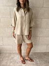 Beige Striped Everyday Shorts