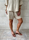 Beige Striped Everyday Shorts