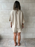 Beige Striped Everyday Shorts