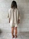 Beige Striped Everyday Shorts