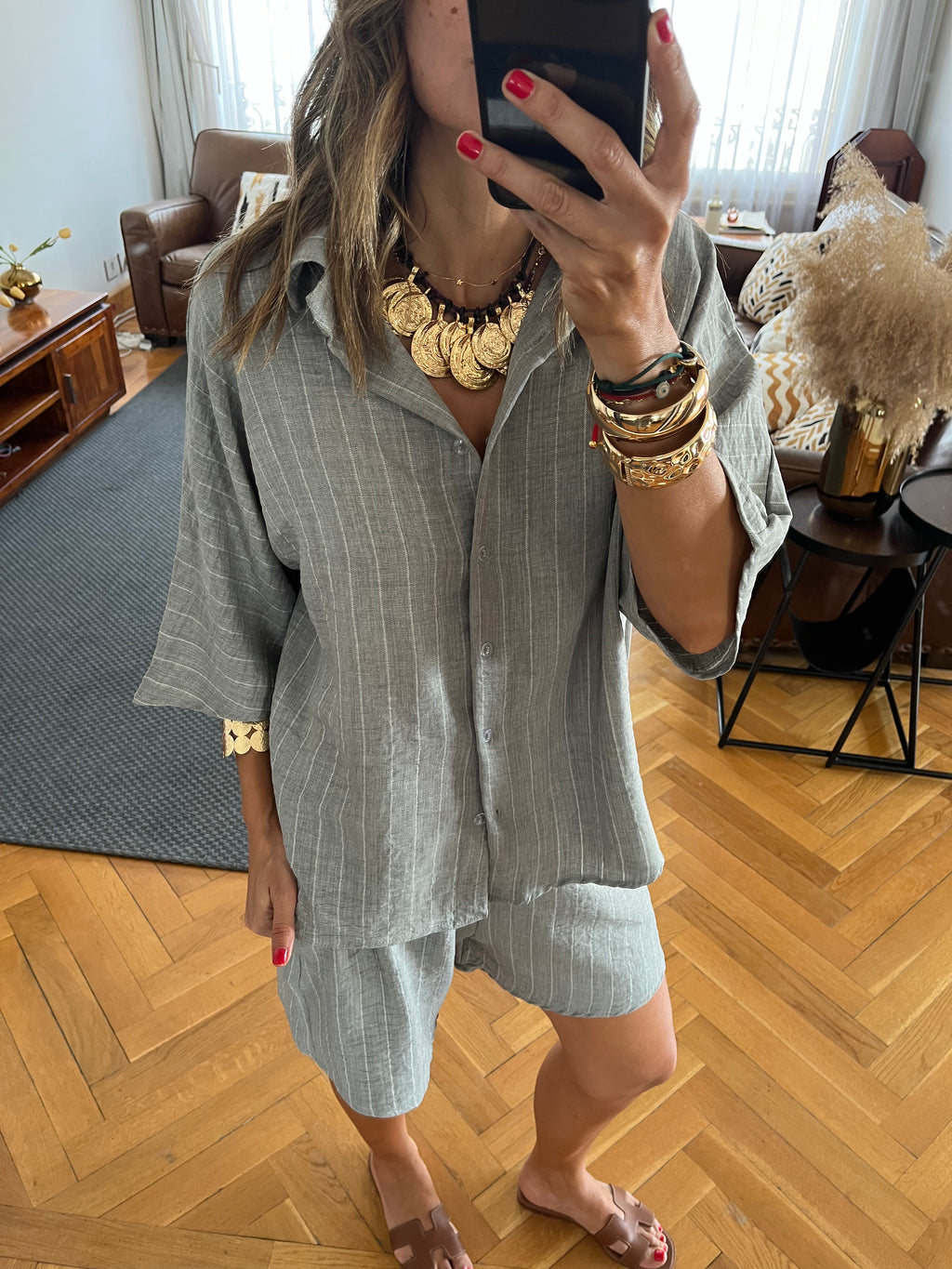 Grey Striped Everyday Shirt