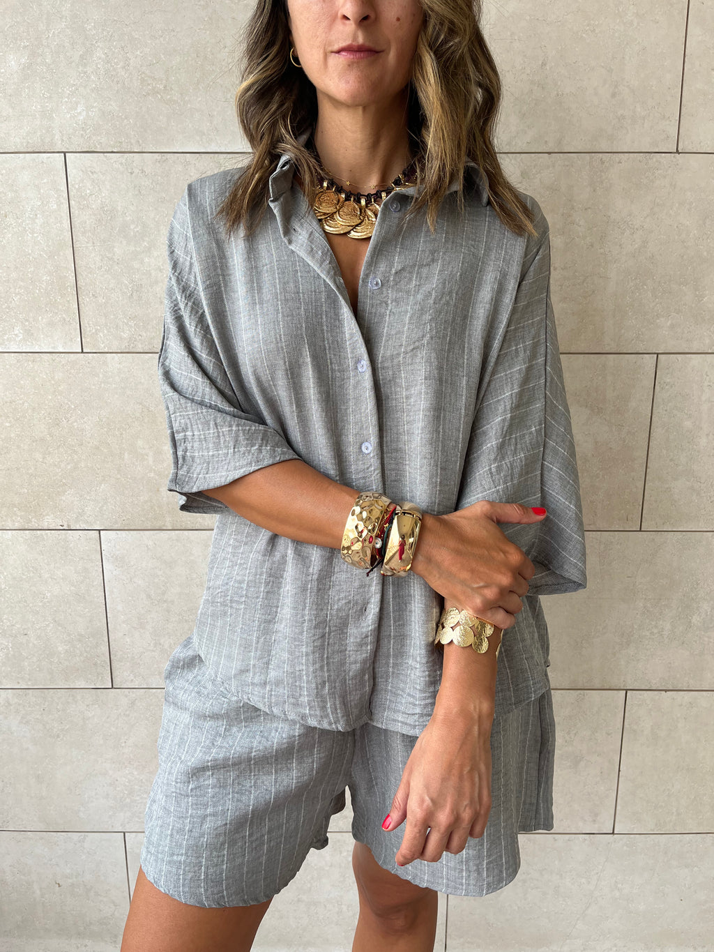 Grey Striped Everyday Shirt