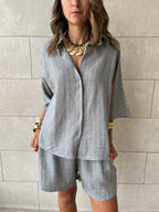 Grey Striped Everyday Shorts