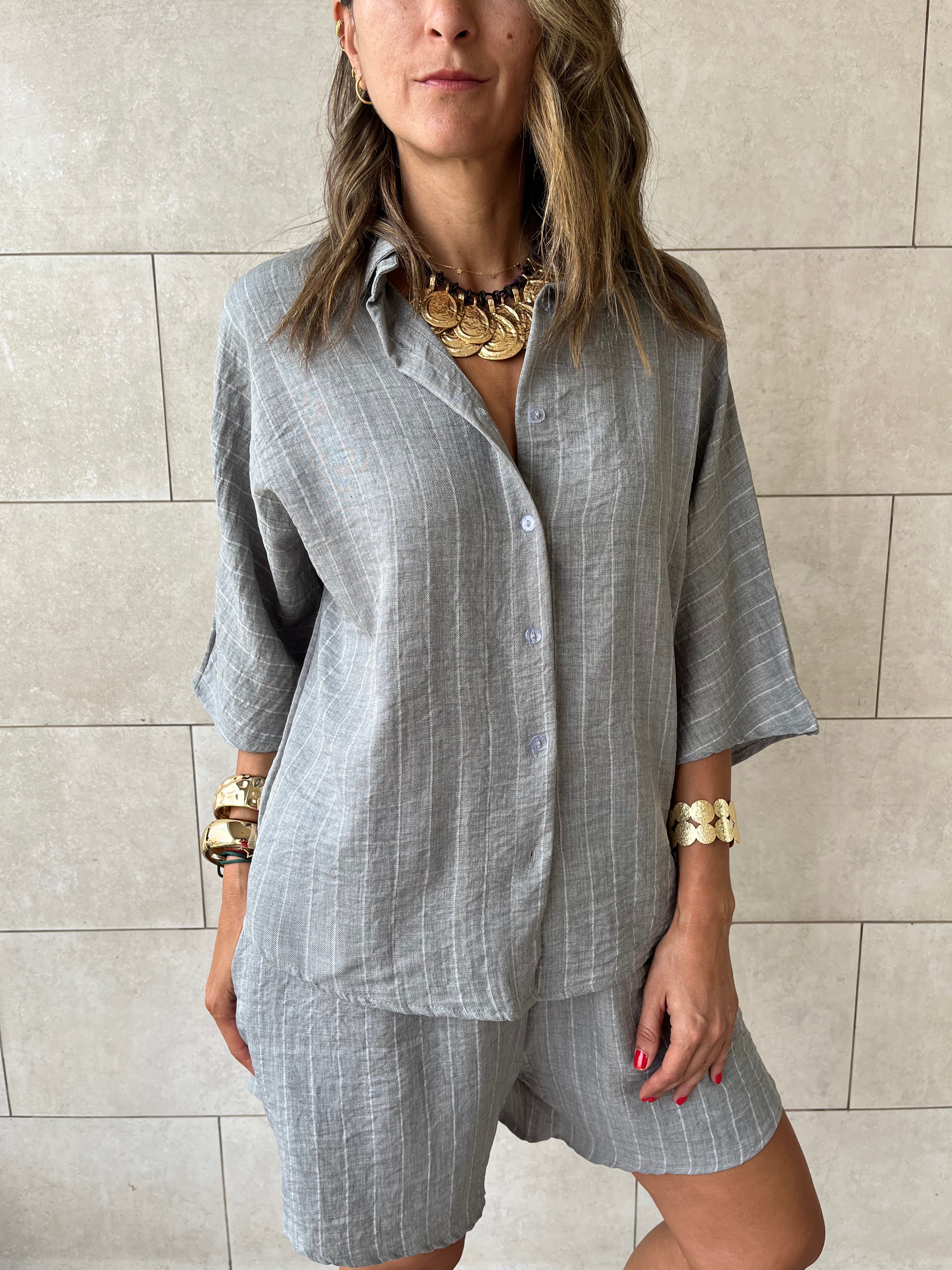 Grey Striped Everyday Shirt