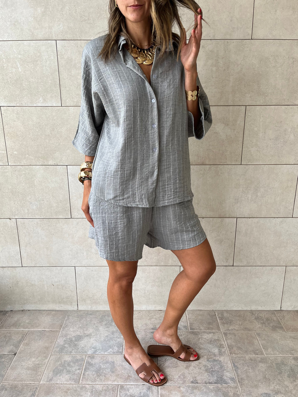 Grey Striped Everyday Shirt