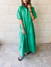 Green Cake Tiered Short Sleeve Dress