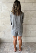 Grey Striped Everyday Shorts