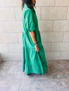 Green Cake Tiered Short Sleeve Dress