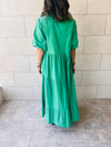 Green Cake Tiered Short Sleeve Dress