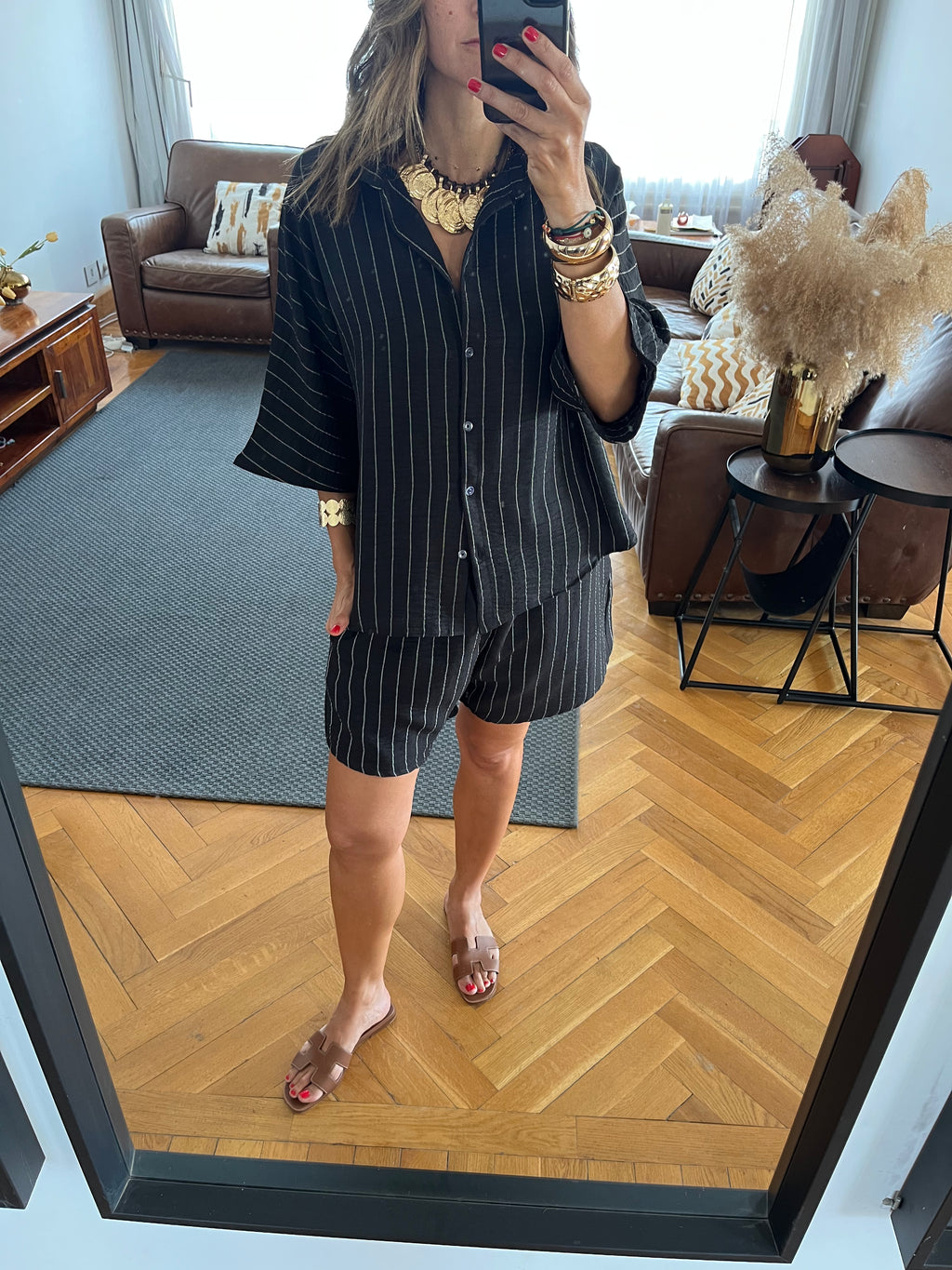 Black Striped Everyday Shorts