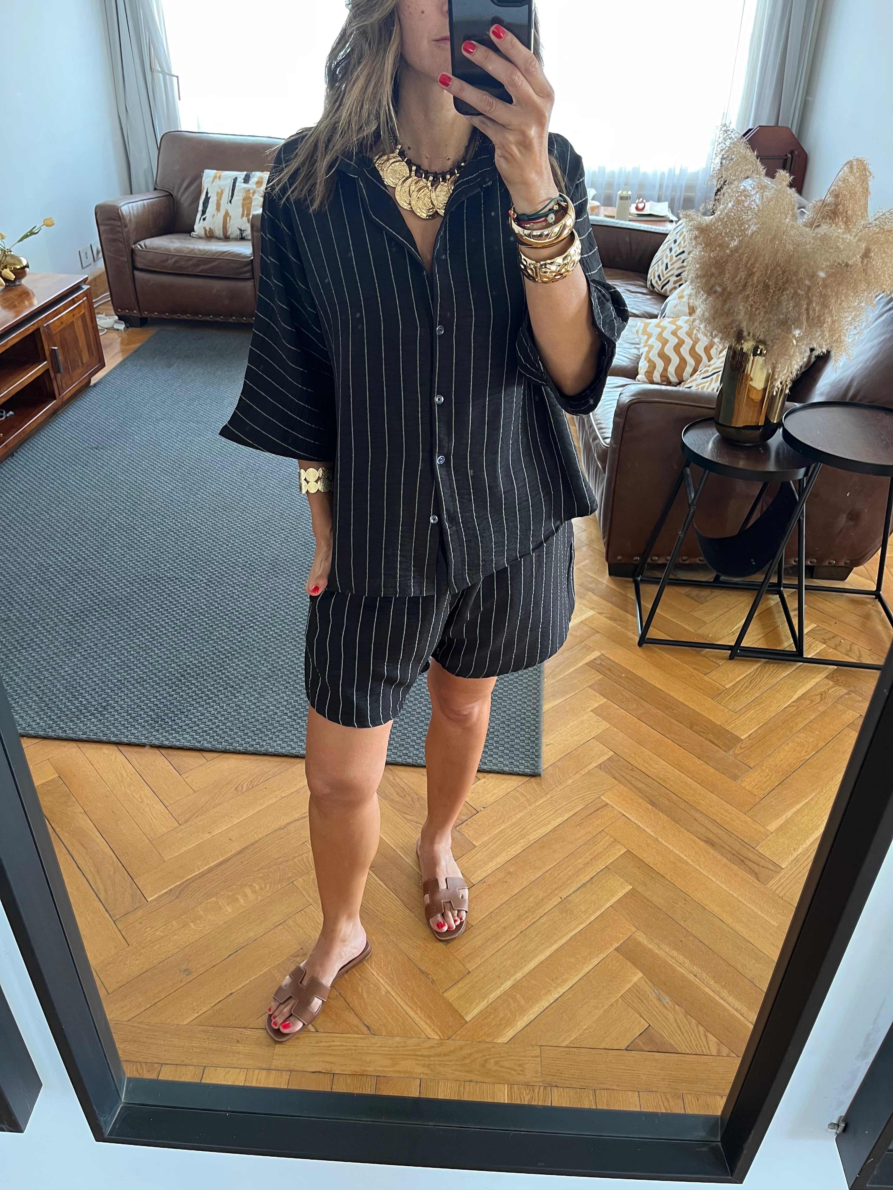 Black Striped Everyday Shorts