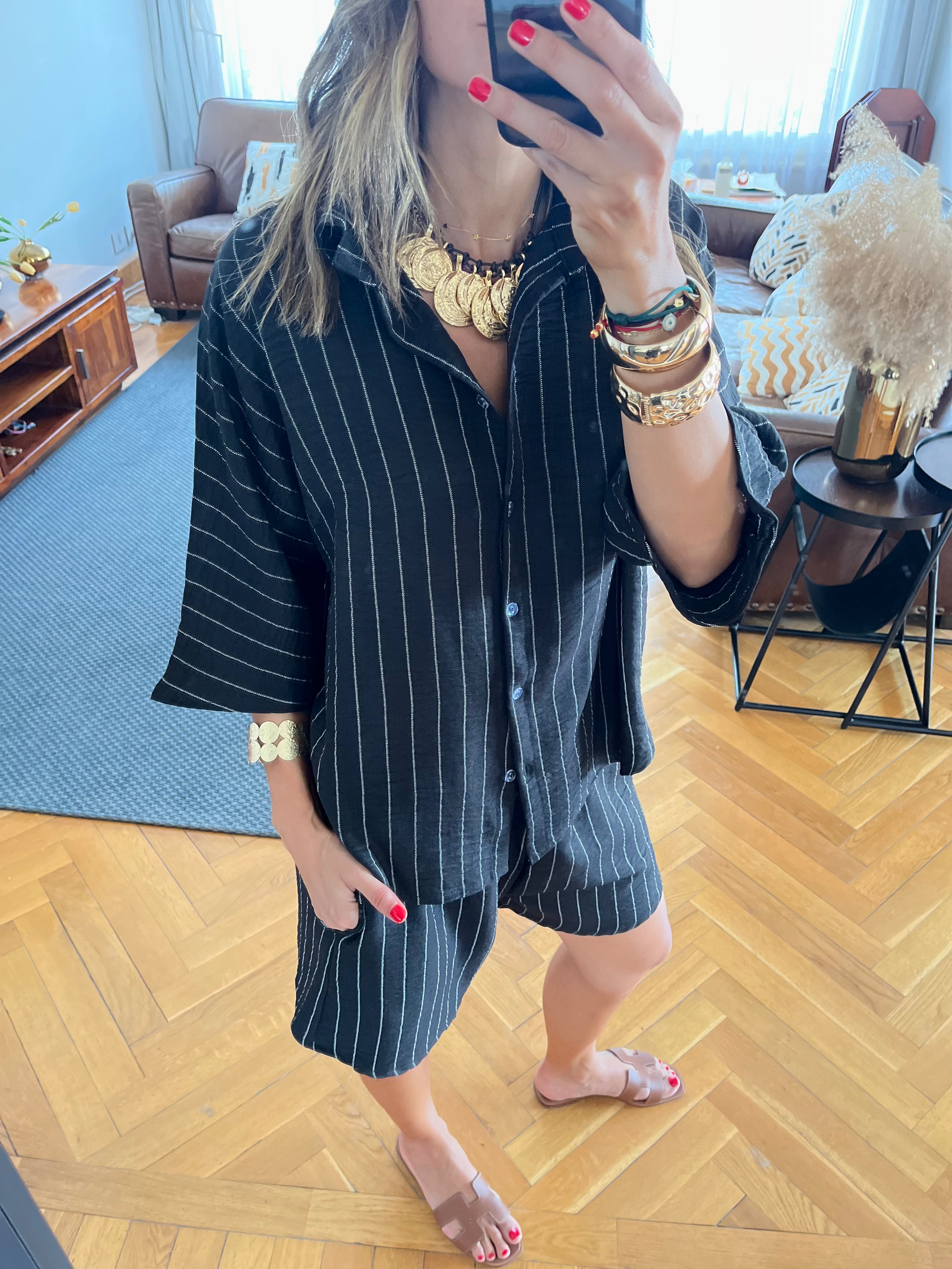 Black Striped Everyday Shorts