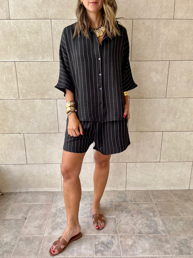 Black Striped Everyday Shorts