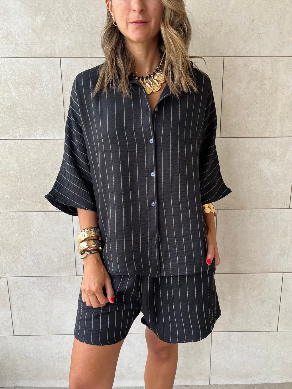 Black Striped Everyday Shorts