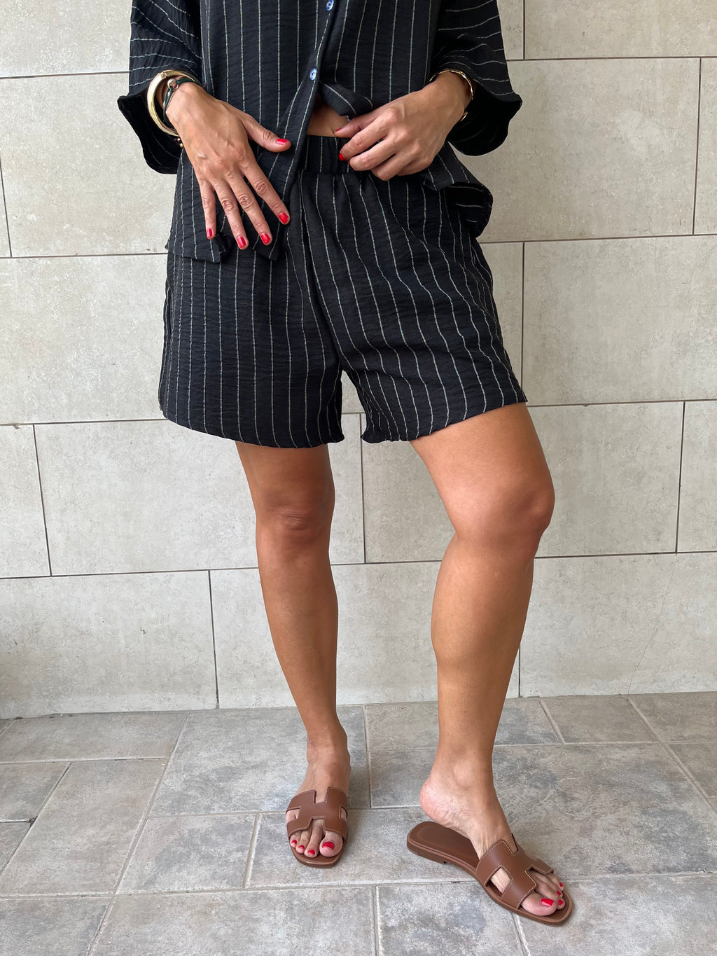 Black Striped Everyday Shorts