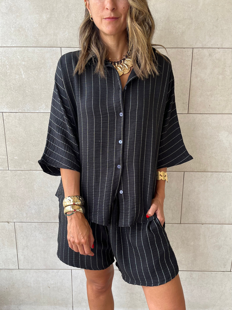 Black Striped Everyday Shorts