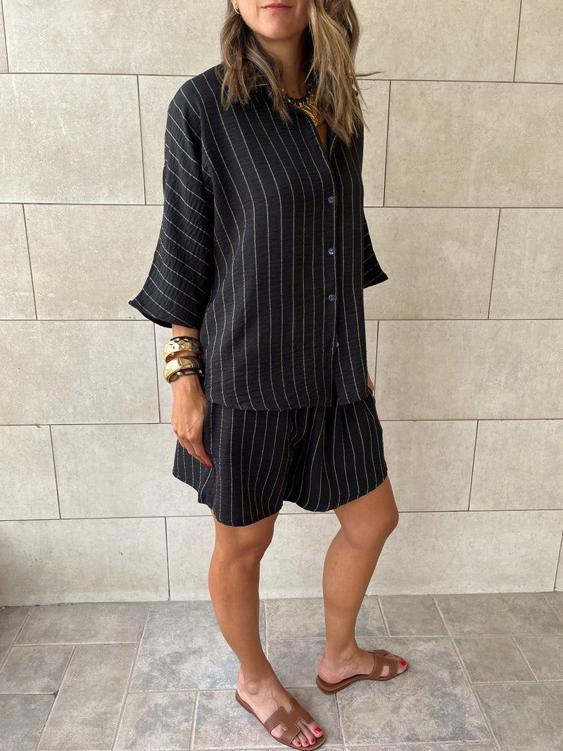 Black Striped Everyday Shorts