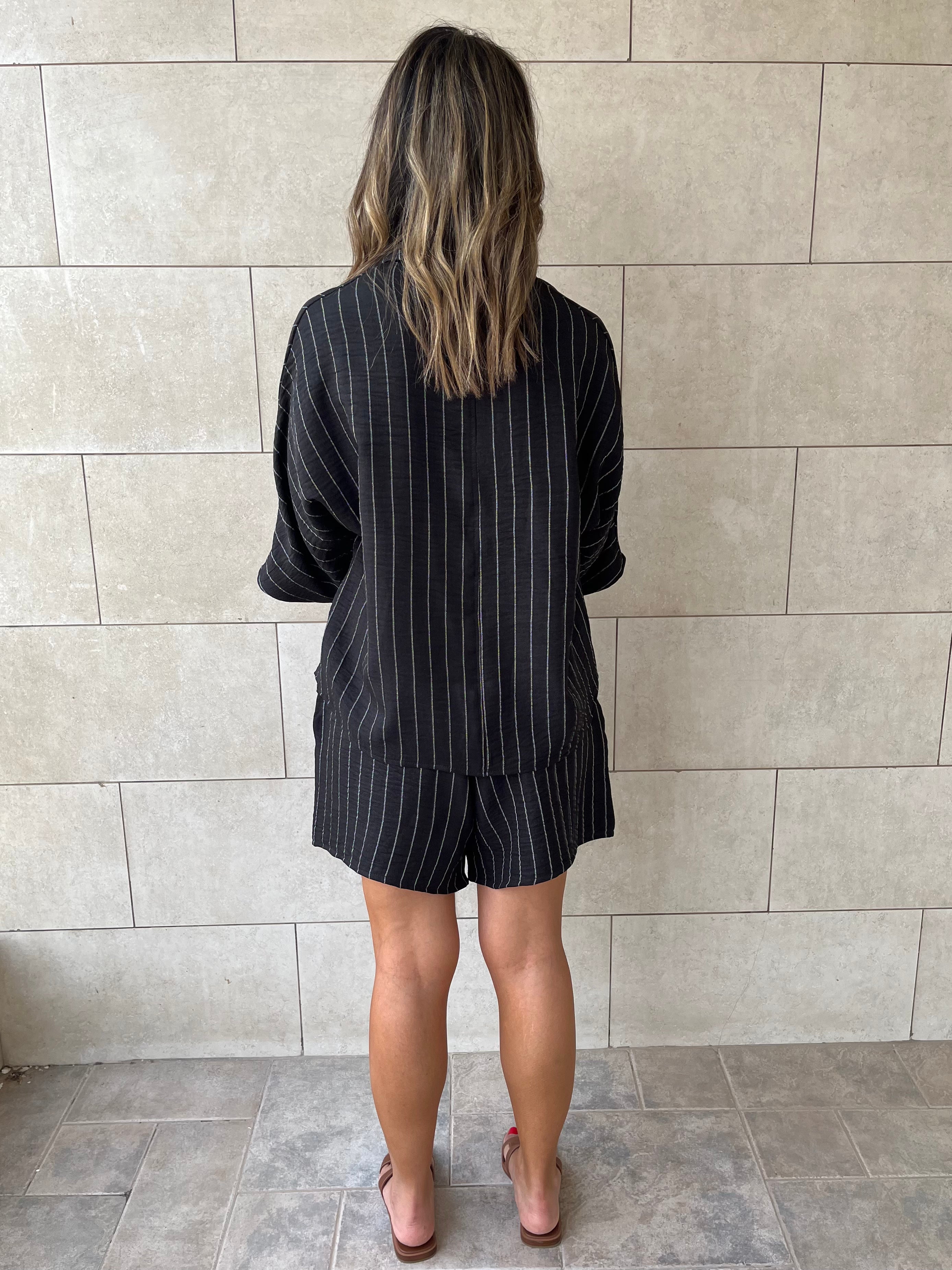 Black Striped Everyday Shorts