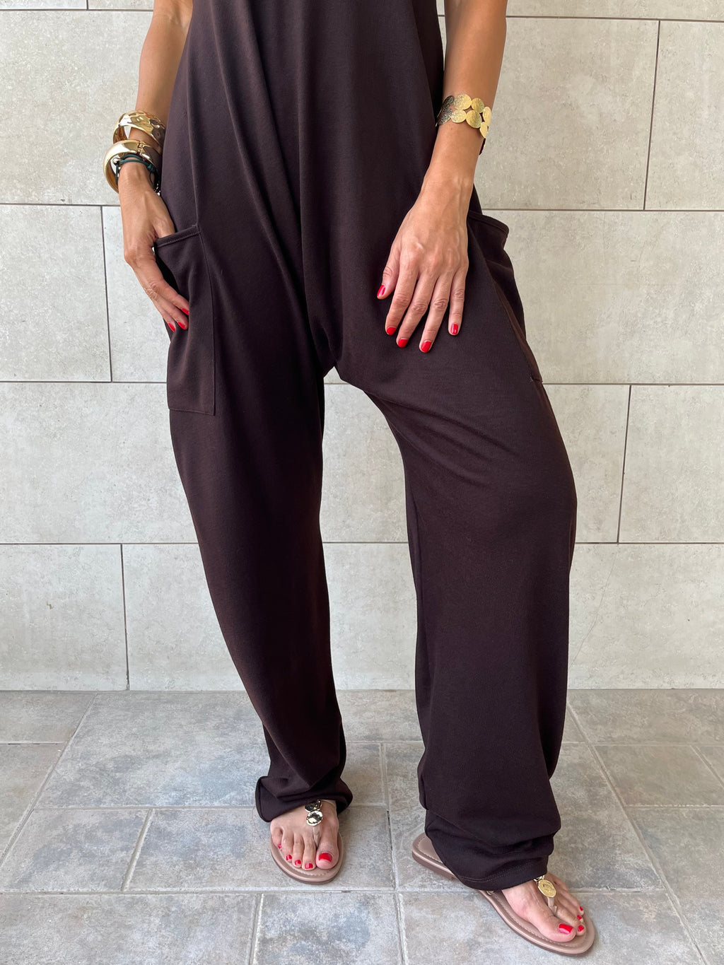 Brown Light Flowy Jumpsuit