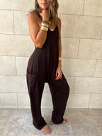 Brown Light Flowy Jumpsuit