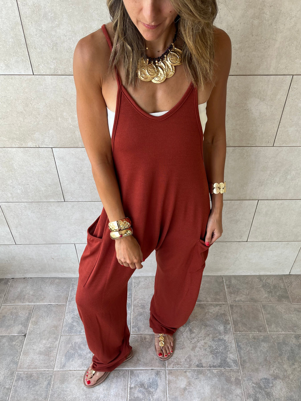 Rust Light Flowy Jumpsuit