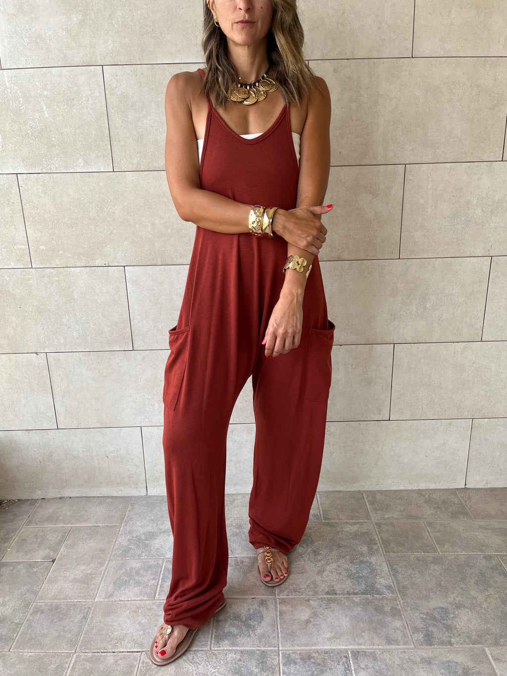 Rust Light Flowy Jumpsuit