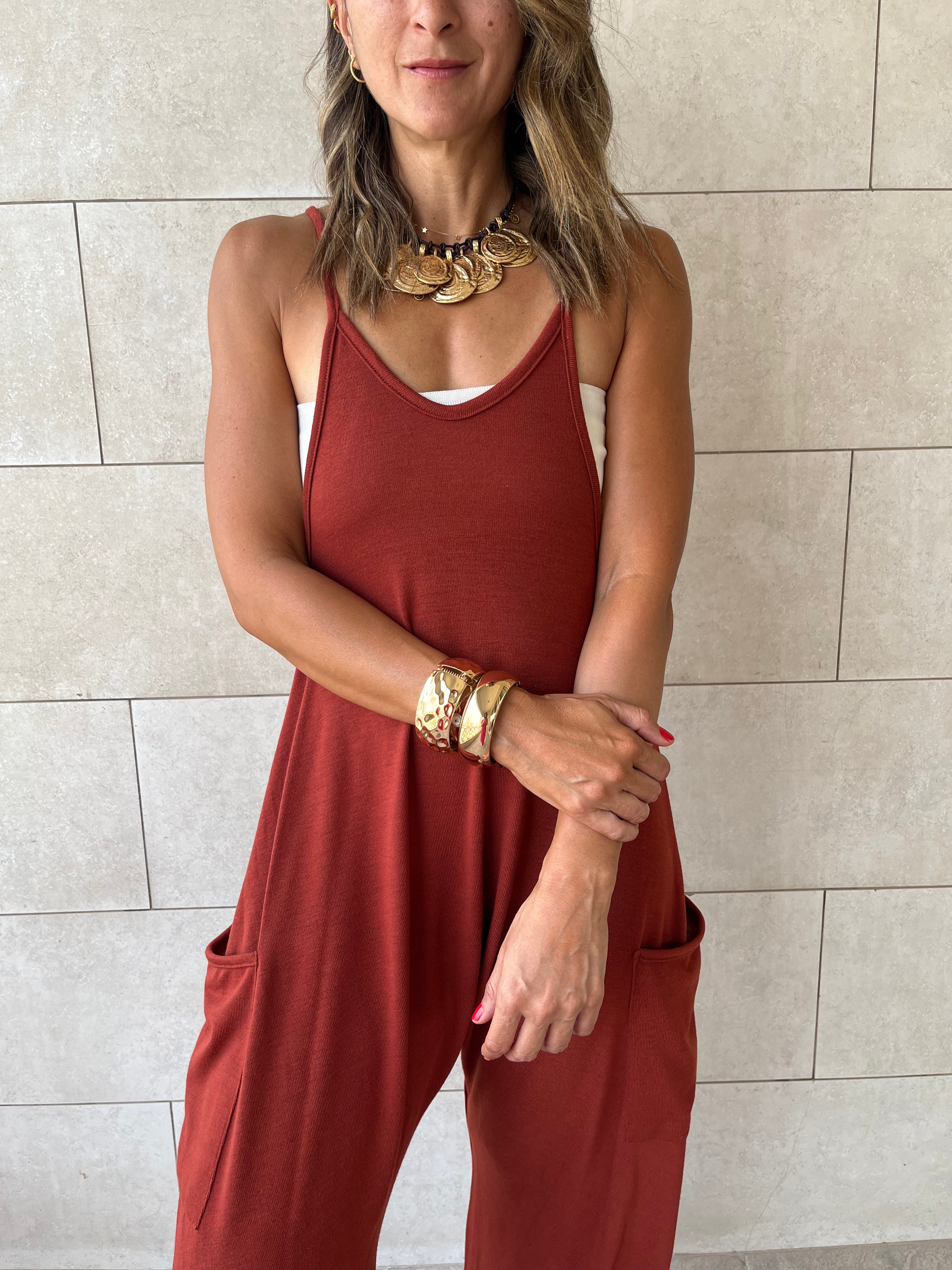 Rust Light Flowy Jumpsuit