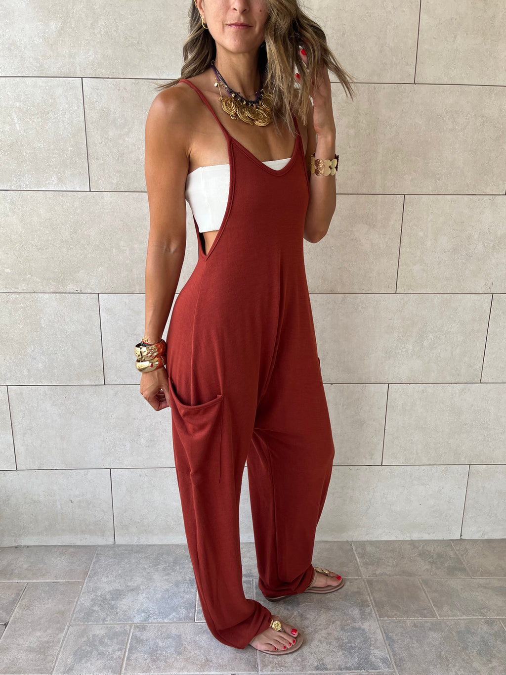 Rust Light Flowy Jumpsuit