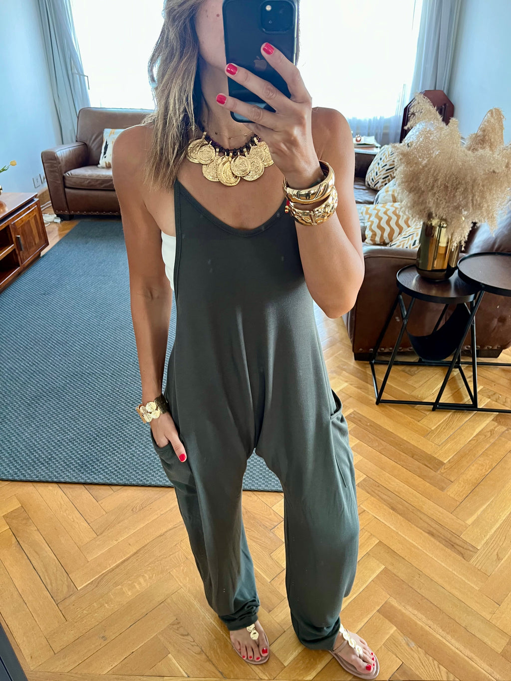 Grey Light Flowy Jumpsuit