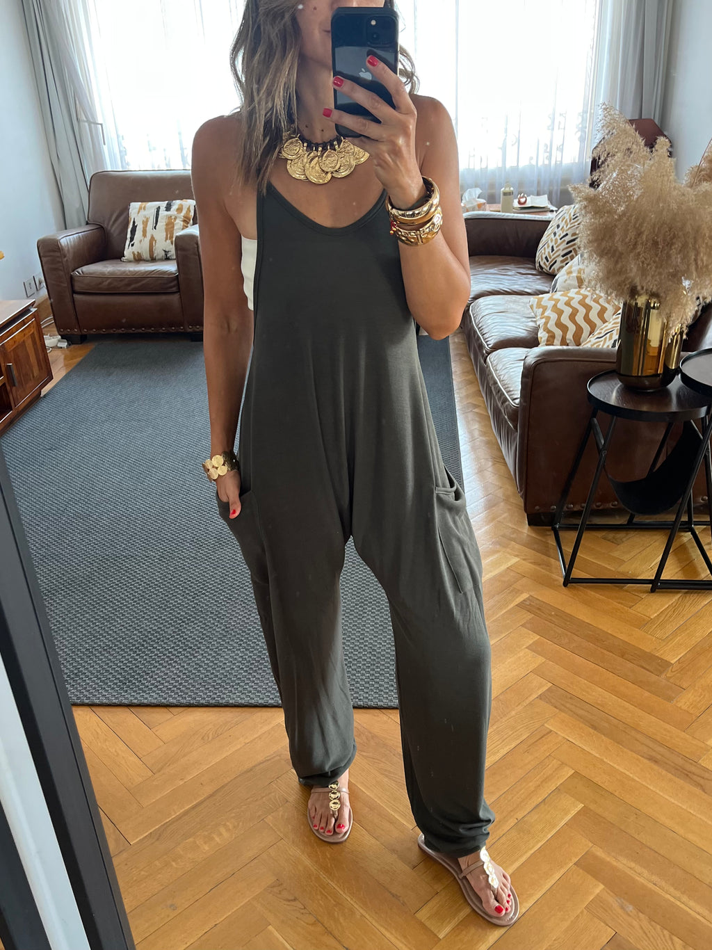 Grey Light Flowy Jumpsuit